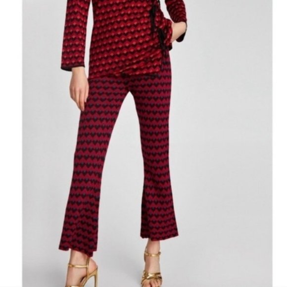 NWT ZARA Knit Sparkle Bell Bottom Pants Size S - Picture 2 of 9